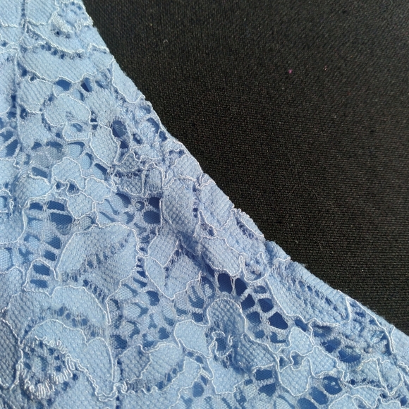 Ellen Tracy MEDIUM  Company V-neck Lace HiLo Stretch Top - Lavendar - Picture 4 of 13